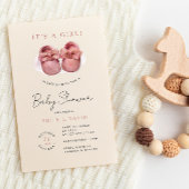 Waterverf Little Girl Pink Shoes Baby shower Kaart