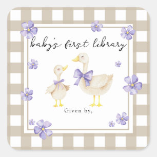 Waterverf Little Goose Baby's eerste bibliotheek Vierkante Sticker