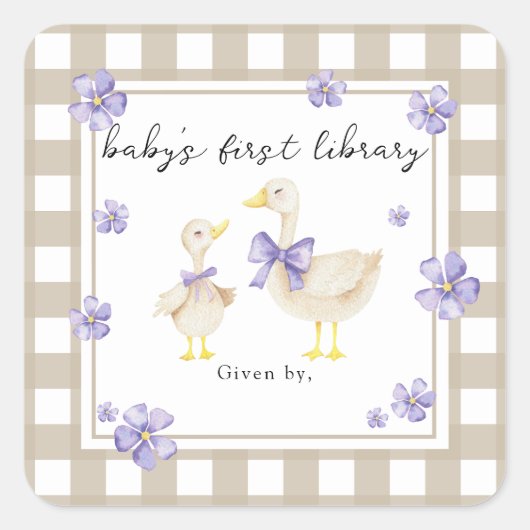 Waterverf Little Goose Baby's eerste bibliotheek Vierkante Sticker (Voorkant)