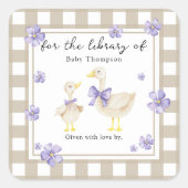Waterverf Little Goose Bow - Voor de bibliotheek v Vierkante Sticker (Voorkant)