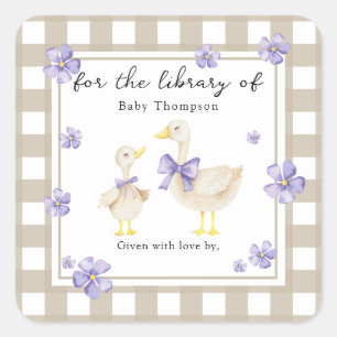 Waterverf Little Goose Bow - Voor de bibliotheek v Vierkante Sticker
