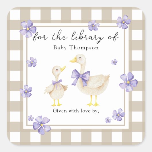 Waterverf Little Goose Bow - Voor de bibliotheek v Vierkante Sticker (Voorkant)