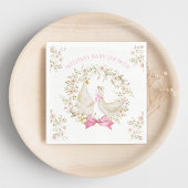 Waterverf Little Goose Flowers Baby shower Girl Servet