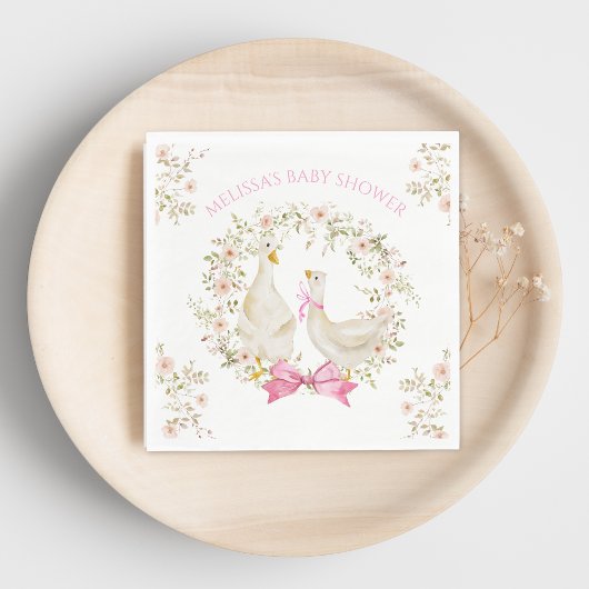 Waterverf Little Goose Flowers Baby shower Girl Servet