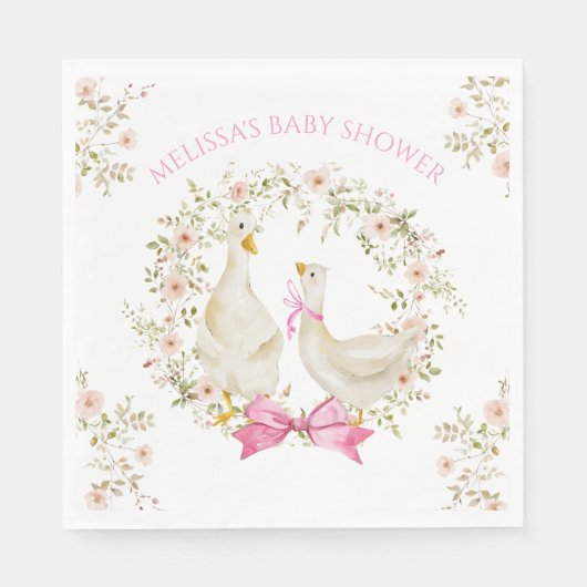 Waterverf Little Goose Flowers Baby shower Girl Servet (Voorkant)