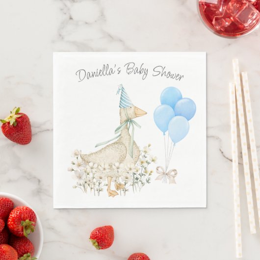 Waterverf Little Goose Wildflower Blue Balloons Servet (Insitu)