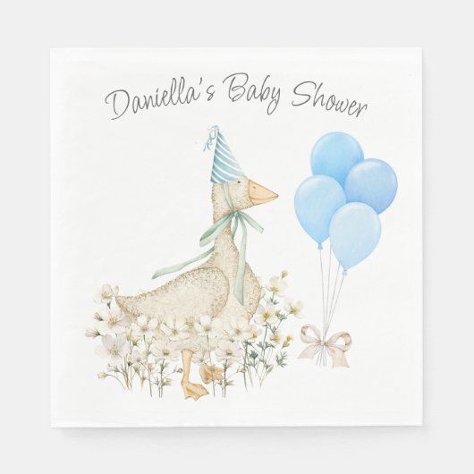 Waterverf Little Goose Wildflower Blue Balloons Servet (Voorkant)