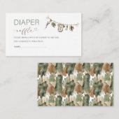 Waterverf Little Hunter baby shower luier raff Informatiekaartje (Voorkant / Achterkant)