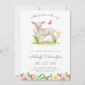 Waterverf Little Lamb Spring Meadow Baby shower Kaart (Voorkant)