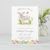 Waterverf Little Lamb Spring Meadow Baby shower Kaart (Staand voorkant)
