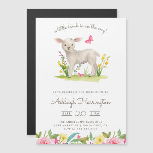 Waterverf Little Lamb Spring Meadow Baby shower Magnetische Uitnodiging