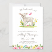 Waterverf Little Lamb Spring Meadow Baby shower Magnetische Uitnodiging (Voorkant)