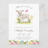 Waterverf Little Lamb Spring Meadow Baby shower Uitnodiging Briefkaart (Voorkant)