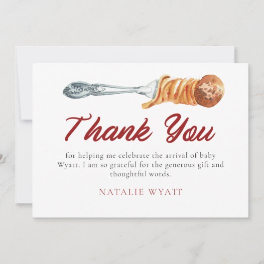 Waterverf Little Meatball Italiaans Bedankkaart (Voorkant)