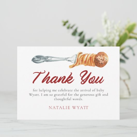 Waterverf Little Meatball Italiaans Bedankkaart (Staand voorkant)