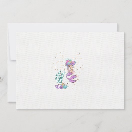Waterverf Little Mermaid Baby shower Invitation Kaart (Achterkant)