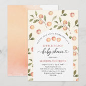 Waterverf Little Peach Baby shower InvInvitation Kaart (Voorkant / Achterkant)