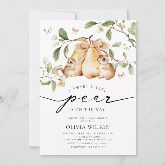 Waterverf Little Pear Girl Baby shower Kaart (Voorkant)