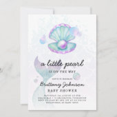 Waterverf Little Pearl Baby shower Kaart (Voorkant)