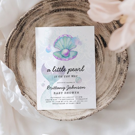 Waterverf Little Pearl Baby shower Kaart