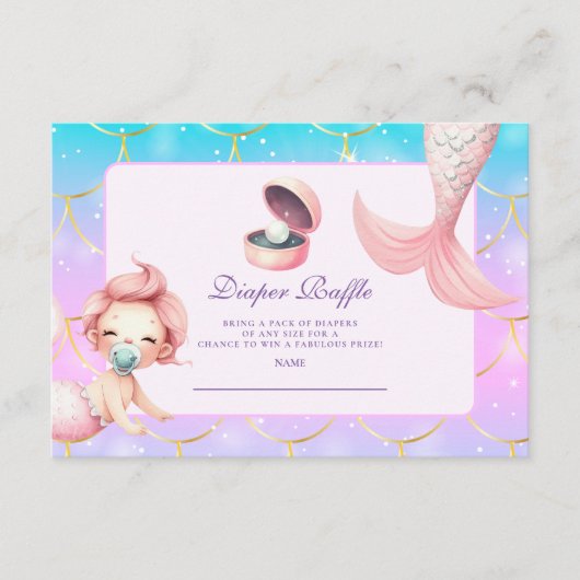 Waterverf Little Pearl Diapper Raffle Informatiekaartje (Voorkant)