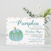 Waterverf Little Pumpkin Baby shower Invitation Kaart (Staand voorkant)