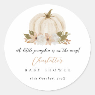 Waterverf Little Pumpkin Baby shower Ronde Sticker