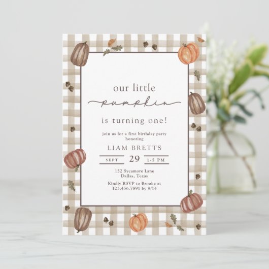 Waterverf Little Pumpkin eerste verjaardag Kaart (Staand voorkant)