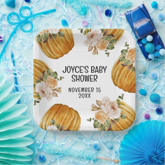 Waterverf Little Pumpkin Herfst Baby shower Papieren Bordje (Feest)
