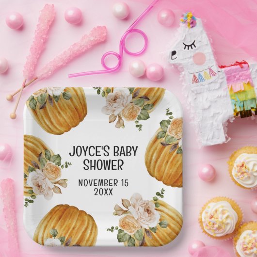 Waterverf Little Pumpkin Herfst Baby shower Papieren Bordje (Feest)