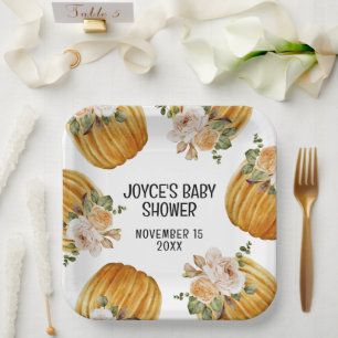 Waterverf Little Pumpkin Herfst Baby shower Papieren Bordje