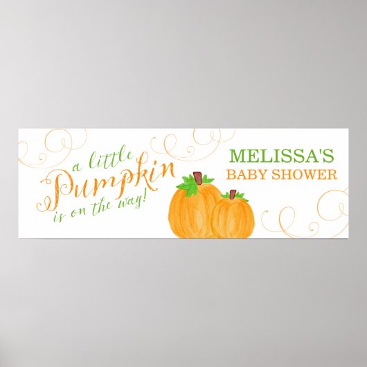 Waterverf Little Pumpkin Herfst Baby shower Poster (Voorkant)