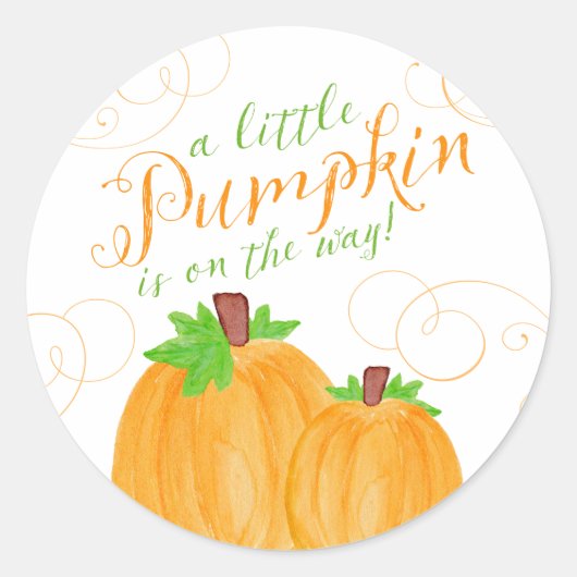 Waterverf Little Pumpkin Herfst Baby shower Ronde Sticker (Voorkant)