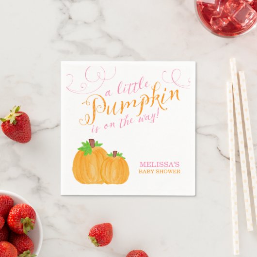 Waterverf Little Pumpkin Herfst Girl Baby shower Servet (Insitu)