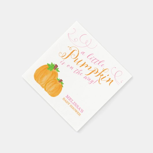 Waterverf Little Pumpkin Herfst Girl Baby shower Servet (Hoek)