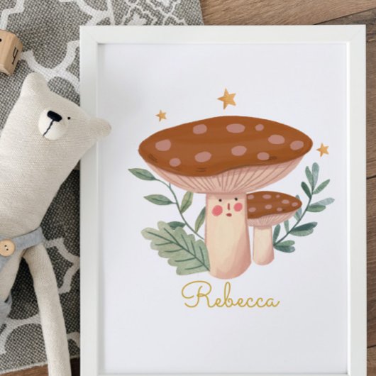 Waterverf Little Red Mushroom Cute Poster