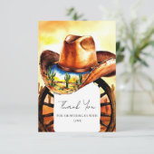 Waterverf Little Rodeo Cowboy Baby shower Bedankkaart (Staand voorkant)