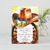 Waterverf Little Rodeo Cowboy Baby shower Kaart (Staand voorkant)