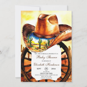 Waterverf Little Rodeo Cowboy Baby shower Kaart