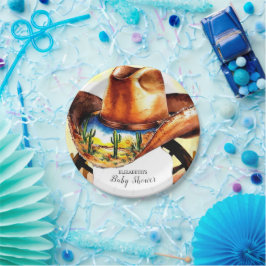 Waterverf Little Rodeo Cowboy Baby shower Papieren Bordje