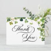 Waterverf Little Shamrock Script Baby shower Bedankkaart (Staand voorkant)
