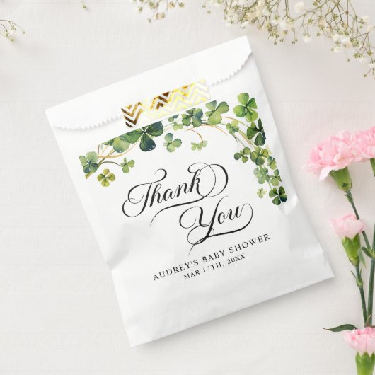 Waterverf Little Shamrock Script Baby shower Bedankzakje (Gezegeld)