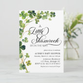 Waterverf Little Shamrock Script Baby shower Kaart (Staand voorkant)