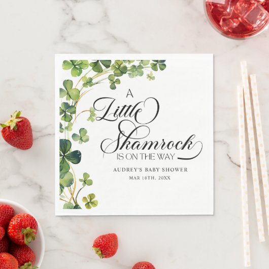 Waterverf Little Shamrock Script Baby shower Servet (Insitu)