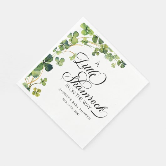 Waterverf Little Shamrock Script Baby shower Servet (Hoek)