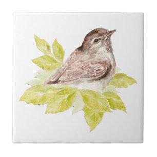 Waterverf Little Sparrow Bird Wildlife Art Tegeltje