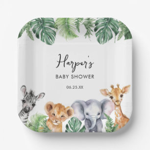 Waterverf Little Wild One Safari Baby shower Papieren Bordje