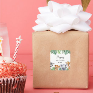 Waterverf Little Wild One Safari Baby shower Vierkante Sticker