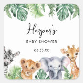 Waterverf Little Wild One Safari Baby shower Vierkante Sticker (Voorkant)