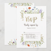 Waterverf Little Wildflower Meadow Lijst Rsvp Kaart (Voorkant / Achterkant)